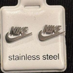 Fashion Jewelry Silver Stainless Steel Nike Logo Studs .25 inch